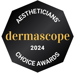Dermascope 2024 Aestheticians Choice Awards logo on a black background